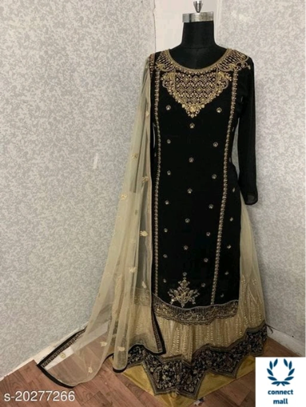 Charvi Attractive Sharara - Free Size, Georgette, Embroidered, Multipack Of :Single